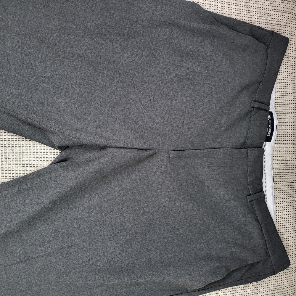 Bluffworks‎ Dress Pants Mens 38x34 Gray Flat Front Straight Leg Travel Office